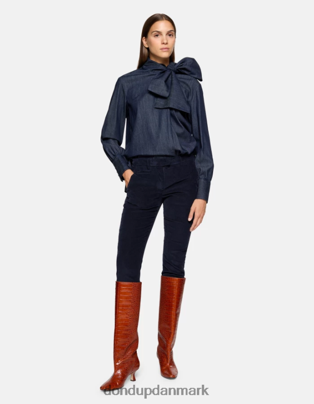 perfekte slim-fit fløjlsbukser Kvinder 0XD0D0156 Marine blå DONDUP beklædning