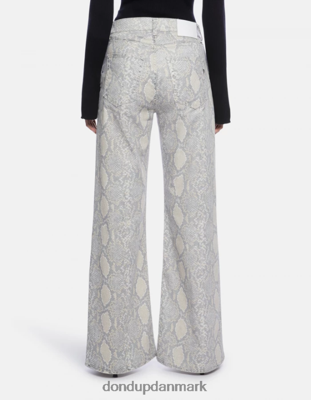 ravfarvede brede benbukser i printet bomuld Kvinder 0XD0D0105 naturlig DONDUP beklædning