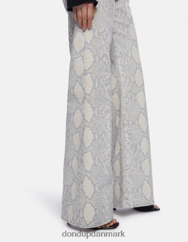 ravfarvede brede benbukser i printet bomuld Kvinder 0XD0D0105 naturlig DONDUP beklædning