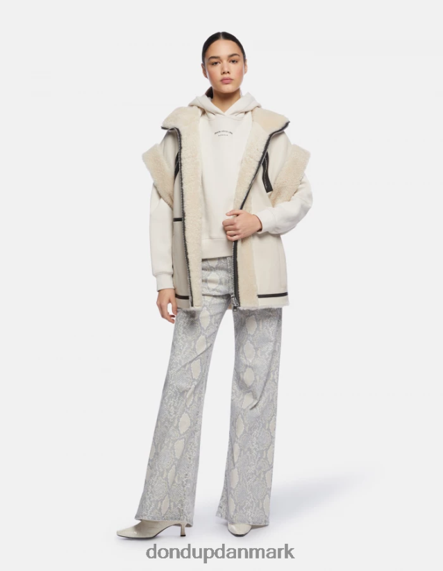 ravfarvede brede benbukser i printet bomuld Kvinder 0XD0D0105 naturlig DONDUP beklædning