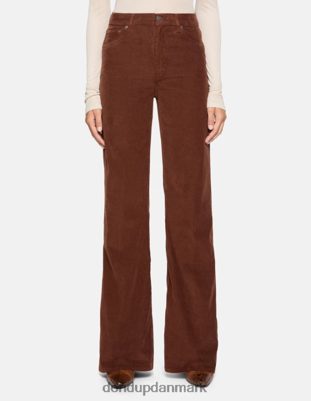 ravfarvede fløjlsbukser med brede ben Kvinder 0XD0D028 cioccolato DONDUP beklædning