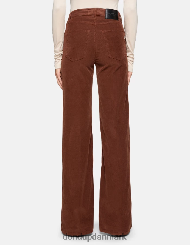 ravfarvede fløjlsbukser med brede ben Kvinder 0XD0D028 cioccolato DONDUP beklædning