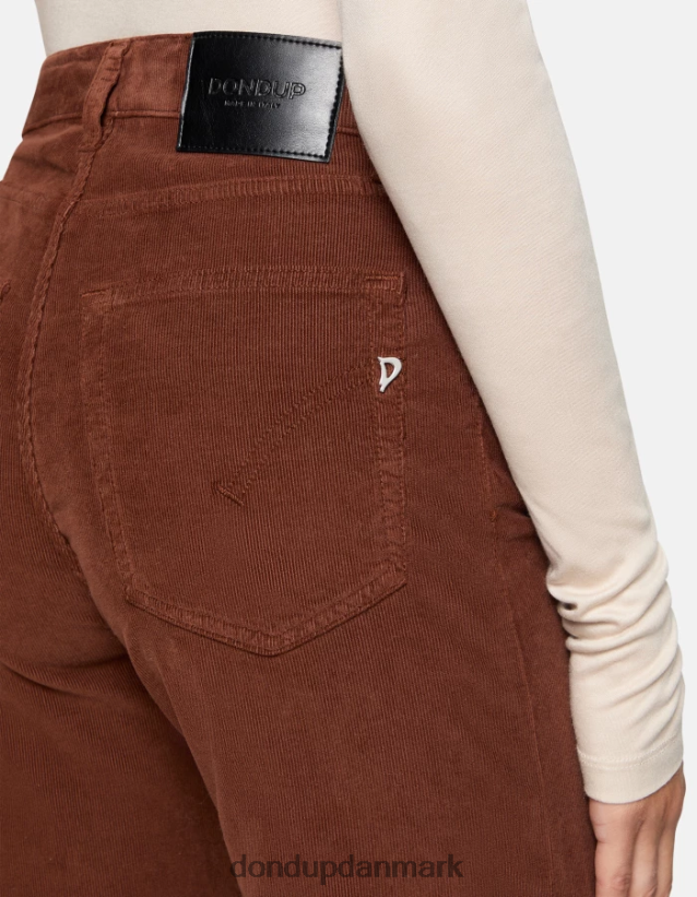 ravfarvede fløjlsbukser med brede ben Kvinder 0XD0D028 cioccolato DONDUP beklædning