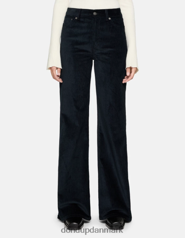 ravfarvede fløjlsbukser med brede ben Kvinder 0XD0D044 Marine blå DONDUP beklædning