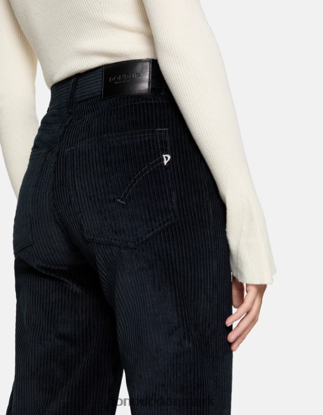 ravfarvede fløjlsbukser med brede ben Kvinder 0XD0D044 Marine blå DONDUP beklædning