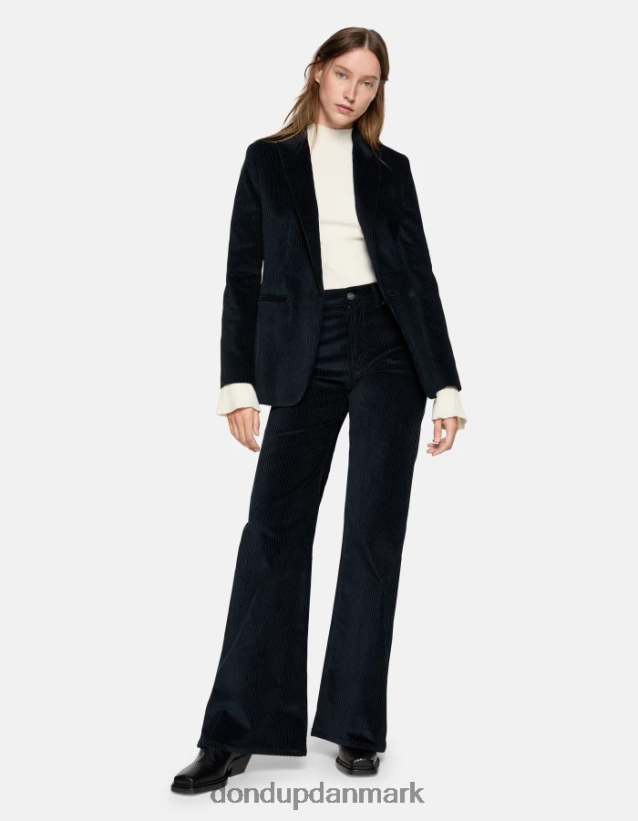 ravfarvede fløjlsbukser med brede ben Kvinder 0XD0D044 Marine blå DONDUP beklædning