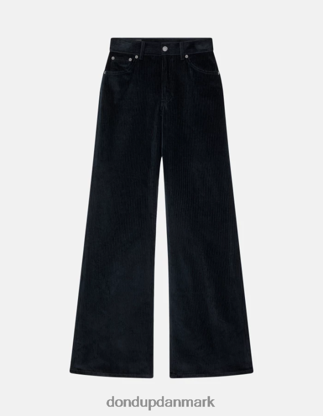 ravfarvede fløjlsbukser med brede ben Kvinder 0XD0D044 Marine blå DONDUP beklædning