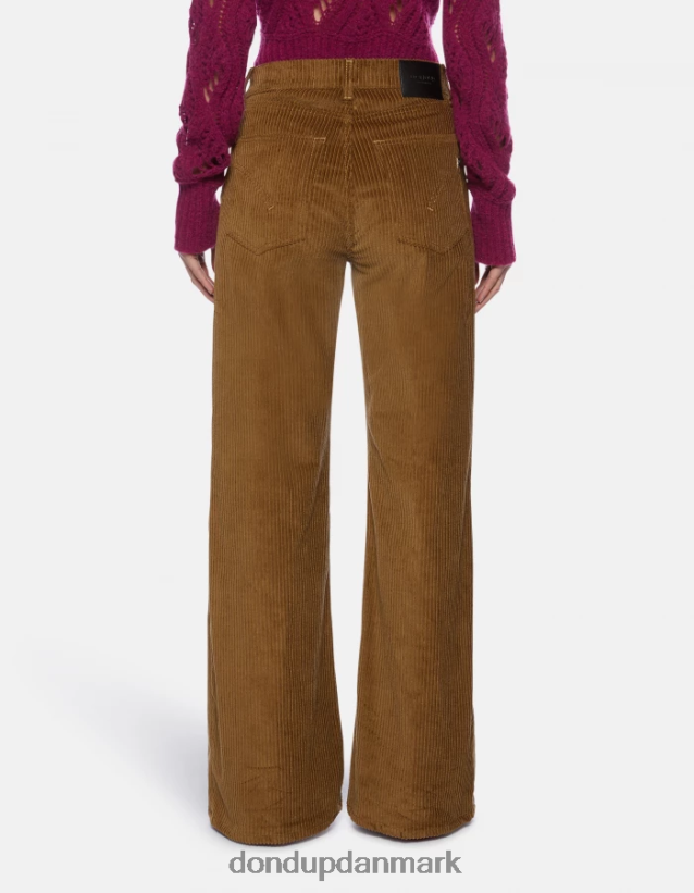 ravfarvede fløjlsbukser med brede ben Kvinder 0XD0D045 kanel DONDUP beklædning
