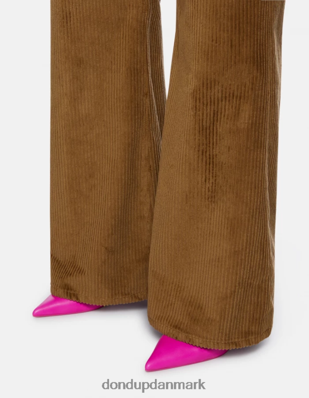 ravfarvede fløjlsbukser med brede ben Kvinder 0XD0D045 kanel DONDUP beklædning