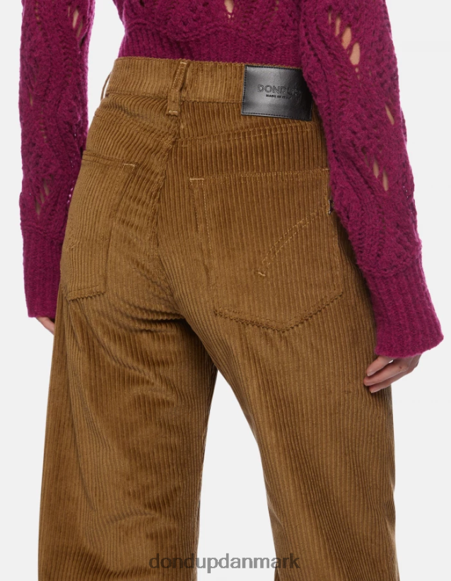 ravfarvede fløjlsbukser med brede ben Kvinder 0XD0D045 kanel DONDUP beklædning