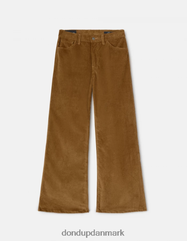 ravfarvede fløjlsbukser med brede ben Kvinder 0XD0D045 kanel DONDUP beklædning