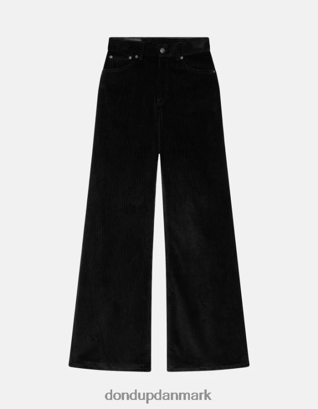 ravfarvede fløjlsbukser med brede ben Kvinder 0XD0D046 sort DONDUP beklædning