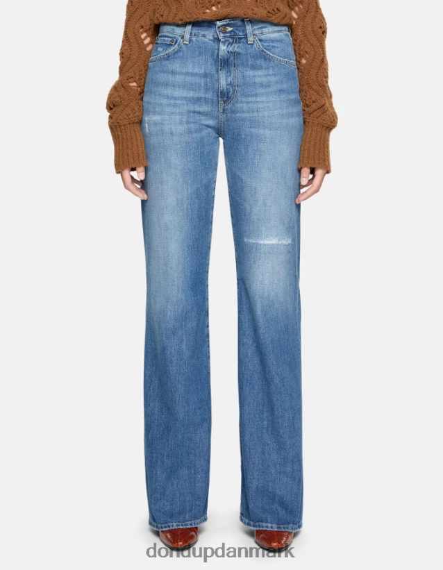 ravfarvede stive denimjeans med brede ben Kvinder 0XD0D069 blå DONDUP beklædning