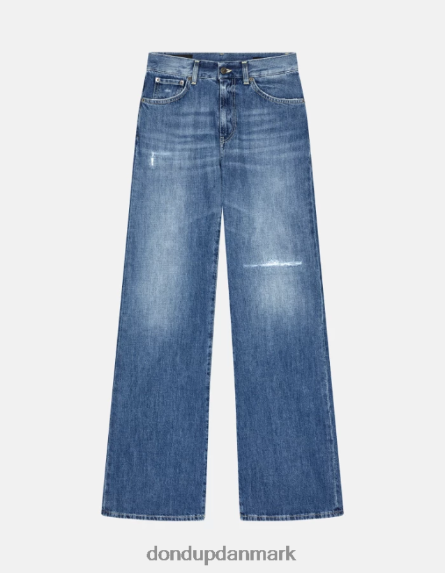 ravfarvede stive denimjeans med brede ben Kvinder 0XD0D069 blå DONDUP beklædning
