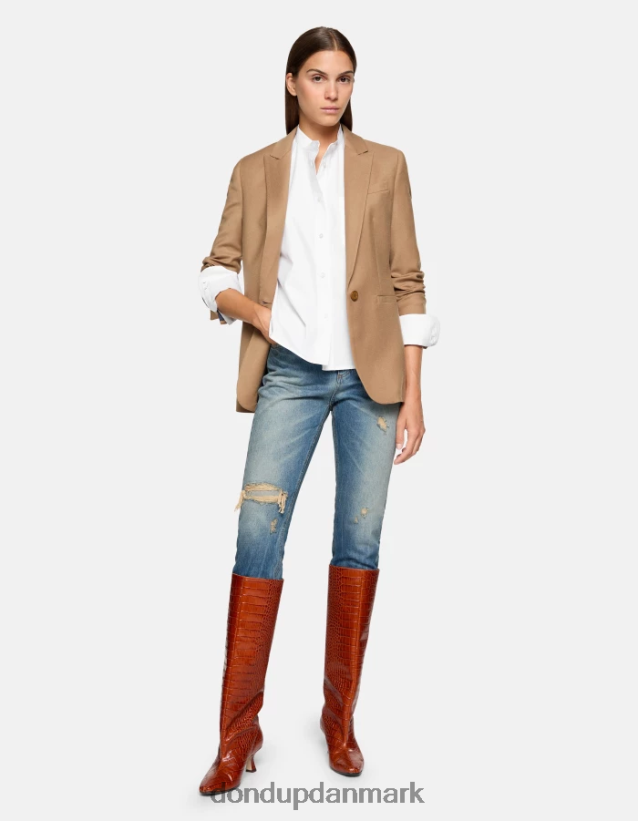 cindy jeans med regulær pasform i stiv selvedge denim Kvinder 0XD0D030 blå DONDUP beklædning