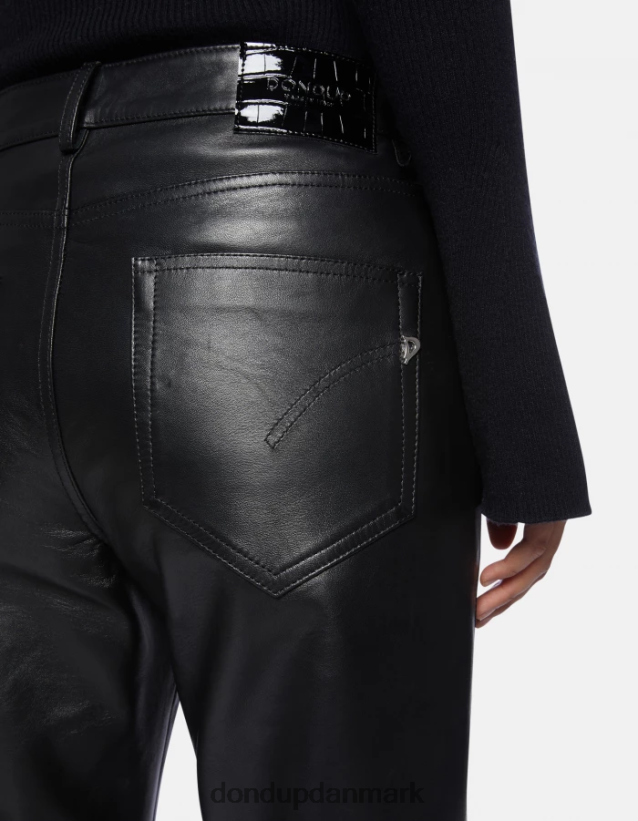 koons bukser i nappalæder med løs pasform Kvinder 0XD0D0115 sort DONDUP beklædning