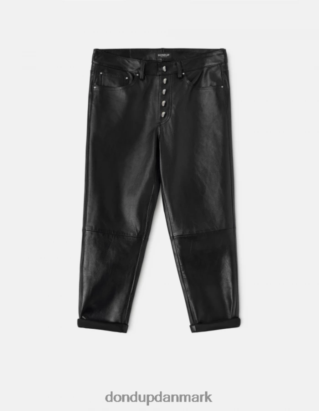 koons bukser i nappalæder med løs pasform Kvinder 0XD0D0115 sort DONDUP beklædning