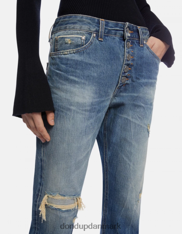 koons denimjeans med løs pasform og stiv selvkant Kvinder 0XD0D0110 blå DONDUP beklædning