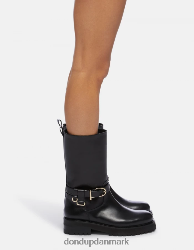 bikerstøvler i nappa kalveskind Kvinder 0XD0D0454 sort DONDUP fodtøj
