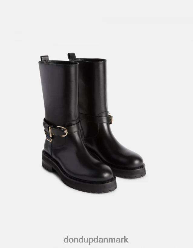 bikerstøvler i nappa kalveskind Kvinder 0XD0D0454 sort DONDUP fodtøj