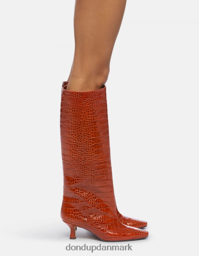 støvler i læder med krokodilletryk Kvinder 0XD0D0467 cioccolato DONDUP fodtøj