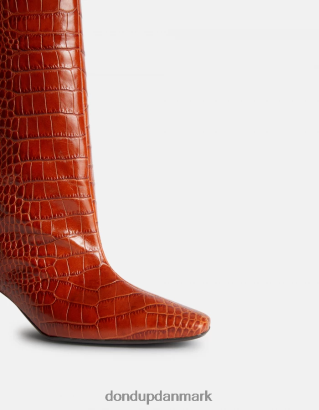støvler i læder med krokodilletryk Kvinder 0XD0D0467 cioccolato DONDUP fodtøj