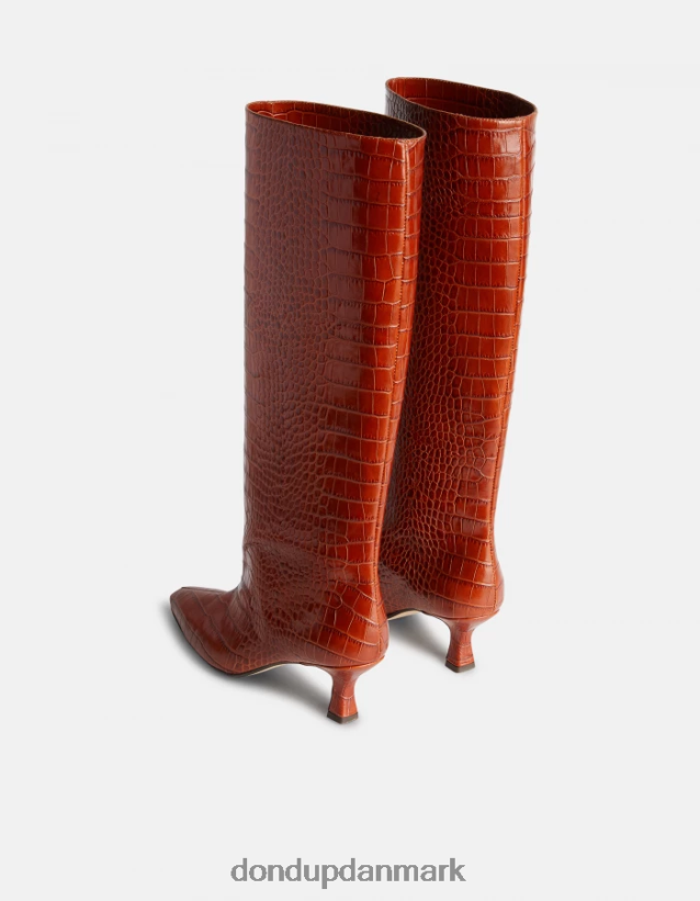 støvler i læder med krokodilletryk Kvinder 0XD0D0467 cioccolato DONDUP fodtøj