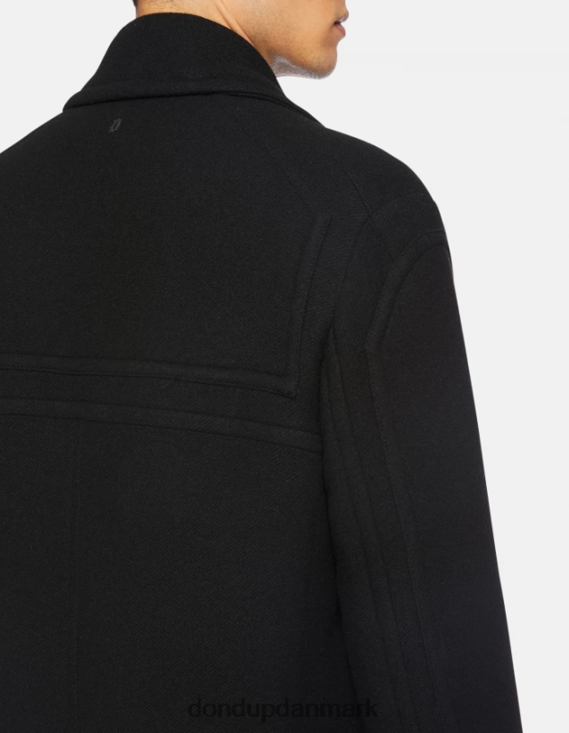 dobbeltradet stoffrakke Mænd 0XD0D0912 sort DONDUP beklædning