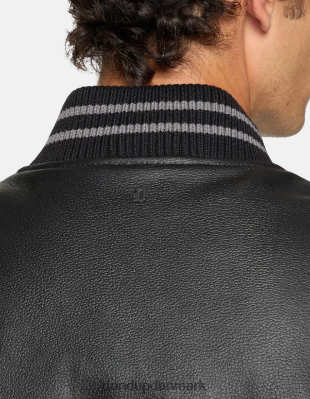 løstsiddende bomberjakke i nappalæder Mænd 0XD0D0918 sort & grå DONDUP beklædning