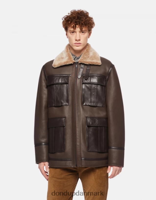 nappa shearling frakke med normal pasform Mænd 0XD0D0914 cioccolato DONDUP beklædning