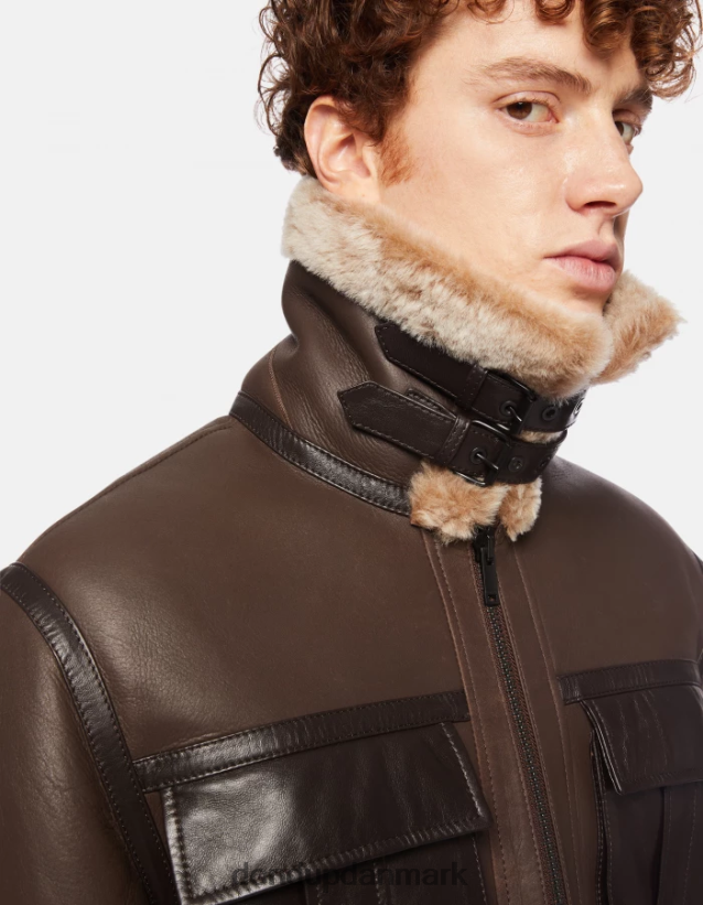 nappa shearling frakke med normal pasform Mænd 0XD0D0914 cioccolato DONDUP beklædning