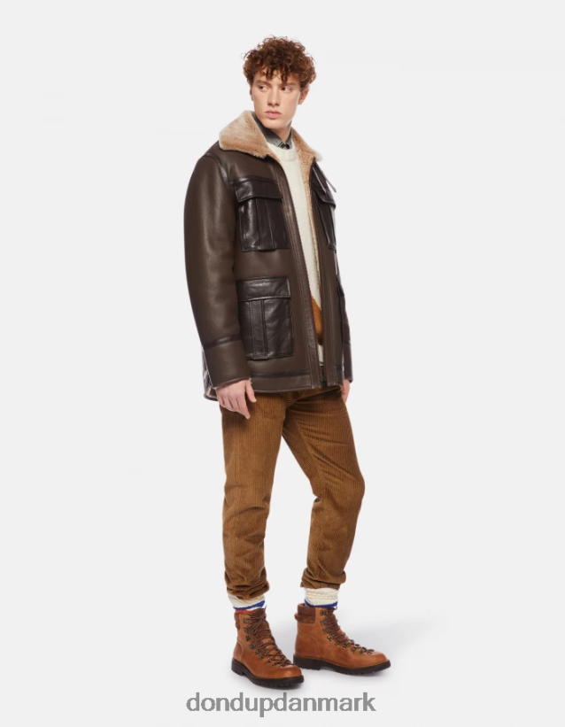 nappa shearling frakke med normal pasform Mænd 0XD0D0914 cioccolato DONDUP beklædning