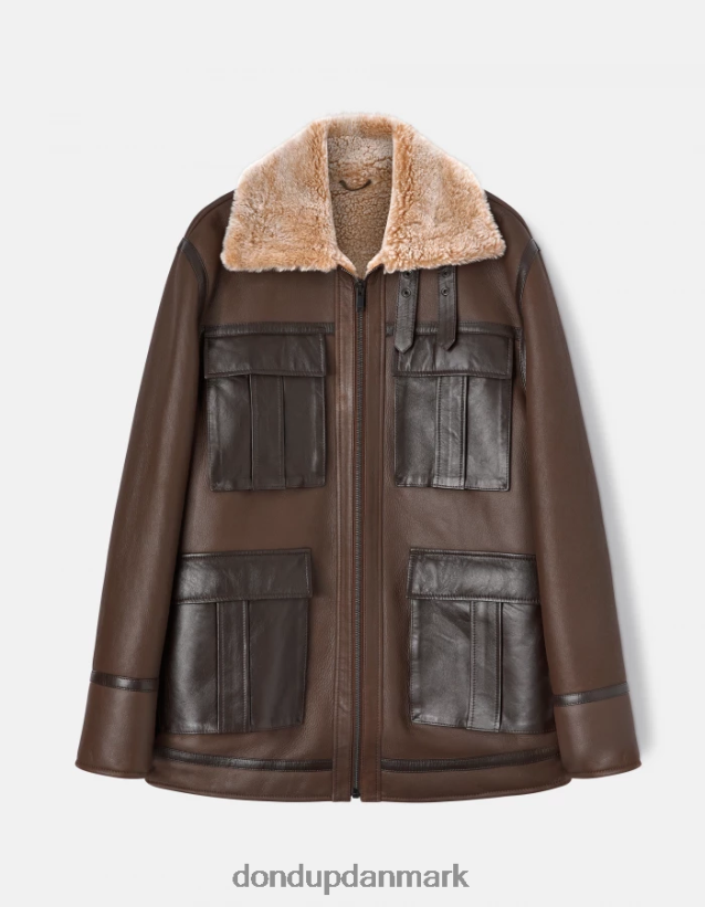 nappa shearling frakke med normal pasform Mænd 0XD0D0914 cioccolato DONDUP beklædning