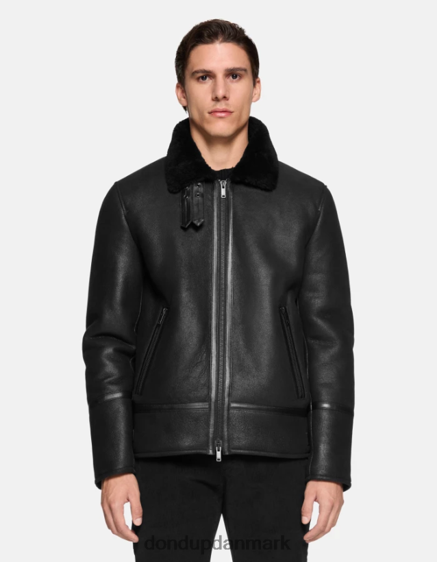 shearling frakke med normal pasform Mænd 0XD0D0901 sort DONDUP beklædning