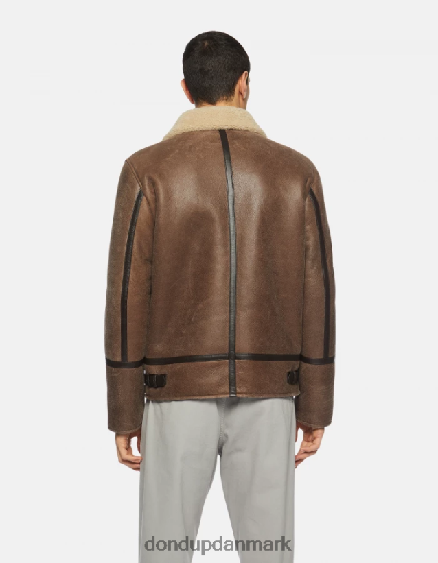 shearling frakke med normal pasform Mænd 0XD0D0902 Brun DONDUP beklædning