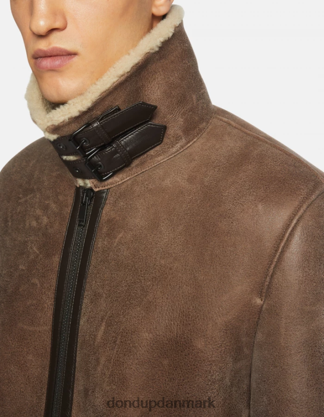 shearling frakke med normal pasform Mænd 0XD0D0902 Brun DONDUP beklædning