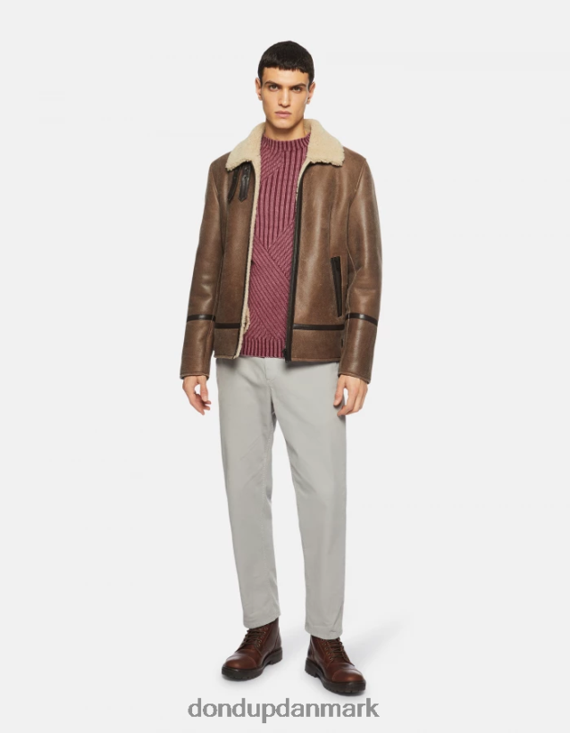 shearling frakke med normal pasform Mænd 0XD0D0902 Brun DONDUP beklædning