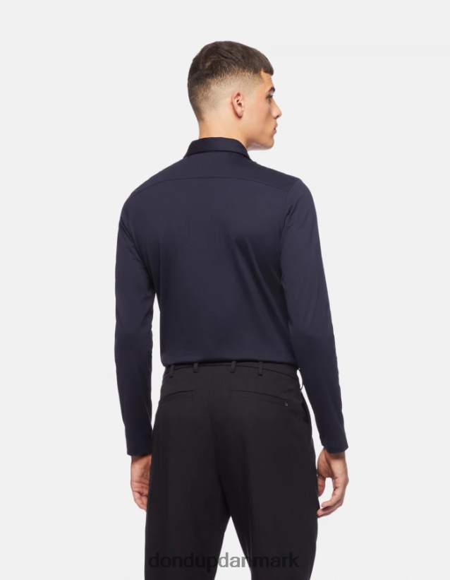 jerseyskjorte med almindelig pasform Mænd 0XD0D0850 Marine blå DONDUP beklædning