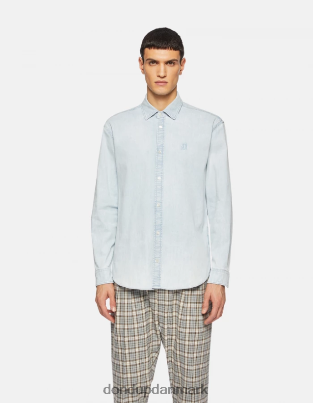 regular fit denimskjorte Mænd 0XD0D0852 blå DONDUP beklædning