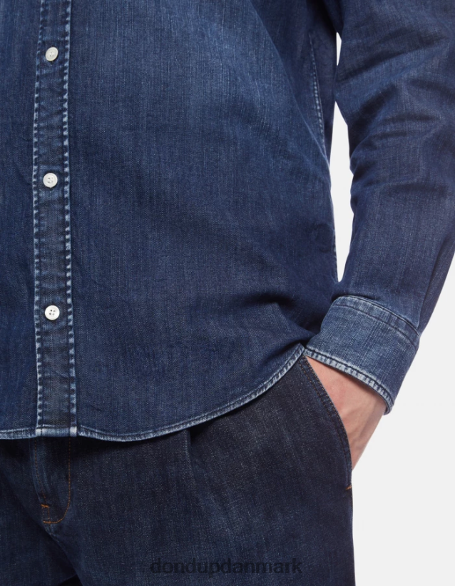 regular fit denimskjorte Mænd 0XD0D0856 blå DONDUP beklædning
