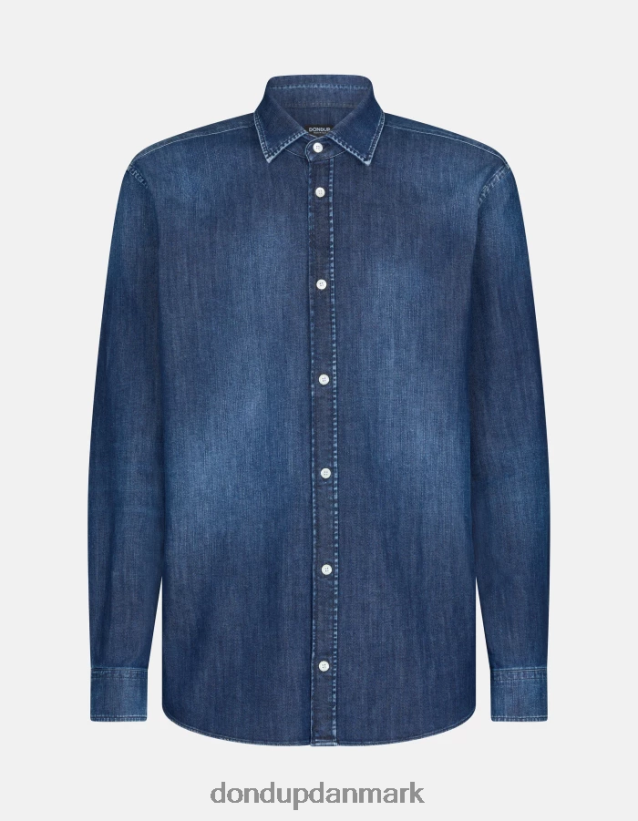 regular fit denimskjorte Mænd 0XD0D0856 blå DONDUP beklædning