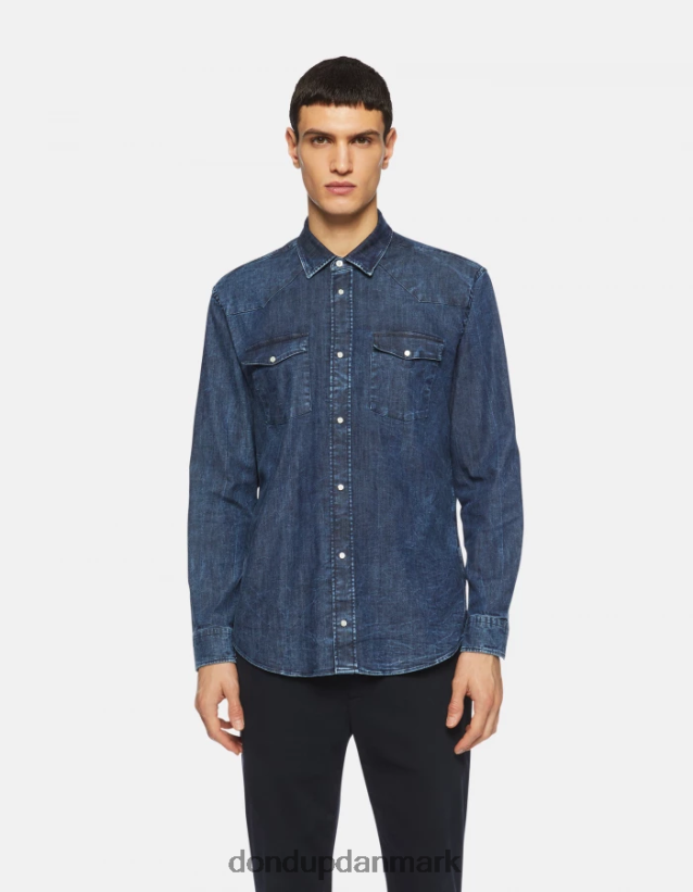 regular fit denimskjorte i westernstil Mænd 0XD0D0857 blå DONDUP beklædning