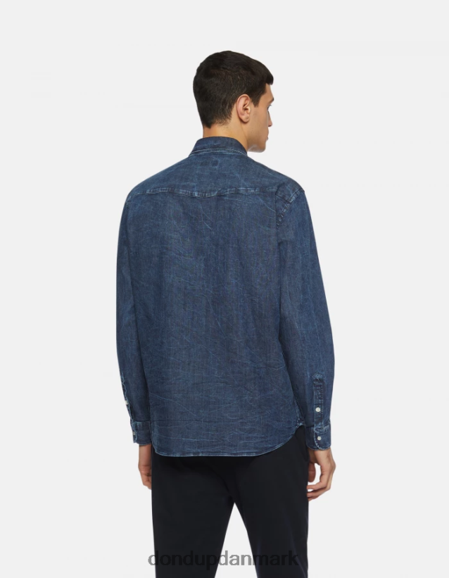 regular fit denimskjorte i westernstil Mænd 0XD0D0857 blå DONDUP beklædning