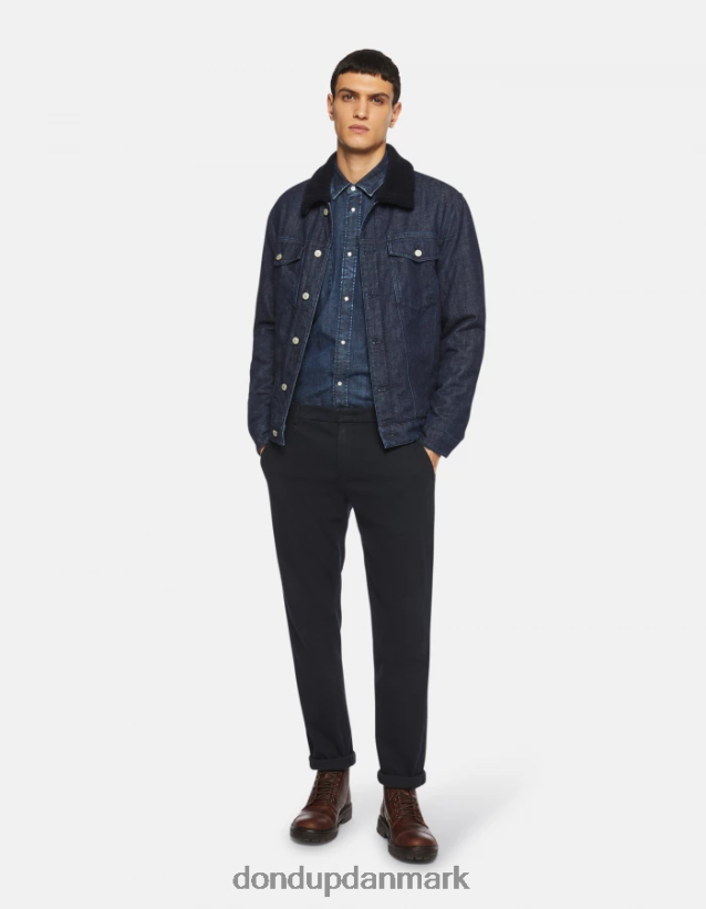 regular fit denimskjorte i westernstil Mænd 0XD0D0857 blå DONDUP beklædning
