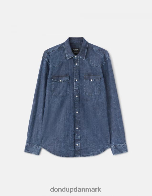 regular fit denimskjorte i westernstil Mænd 0XD0D0857 blå DONDUP beklædning