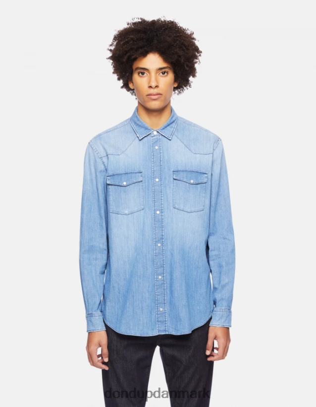 regular fit denimskjorte i westernstil Mænd 0XD0D0861 blå DONDUP beklædning