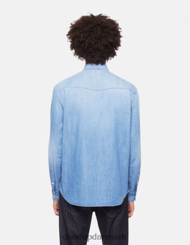 regular fit denimskjorte i westernstil Mænd 0XD0D0861 blå DONDUP beklædning