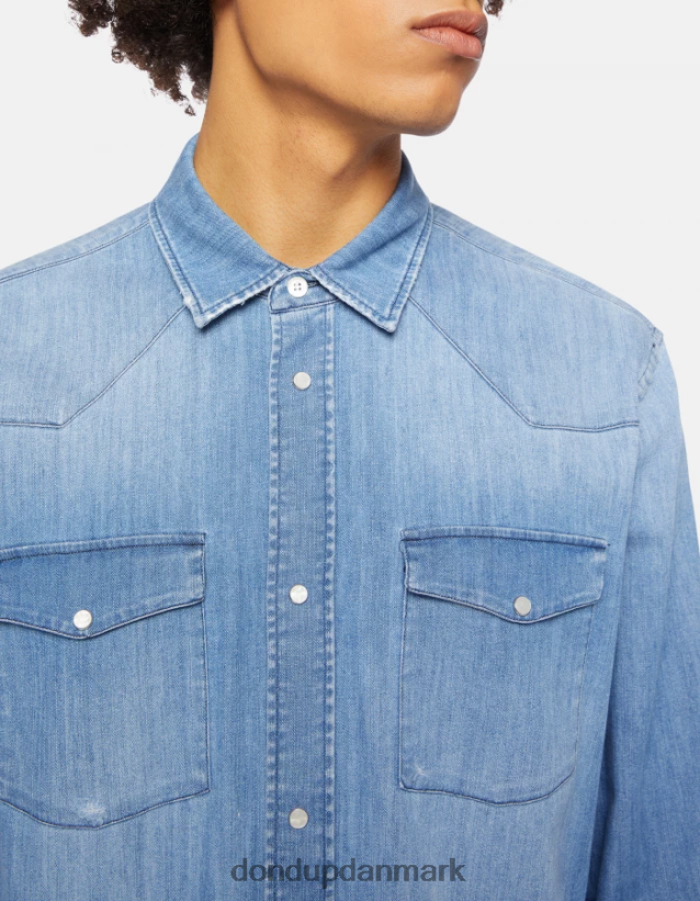 regular fit denimskjorte i westernstil Mænd 0XD0D0861 blå DONDUP beklædning
