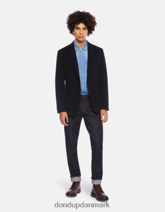 regular fit denimskjorte i westernstil Mænd 0XD0D0861 blå DONDUP beklædning