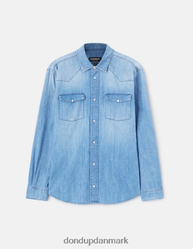 regular fit denimskjorte i westernstil Mænd 0XD0D0861 blå DONDUP beklædning